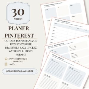 Planer Pinterest cyfrowy planer do druku