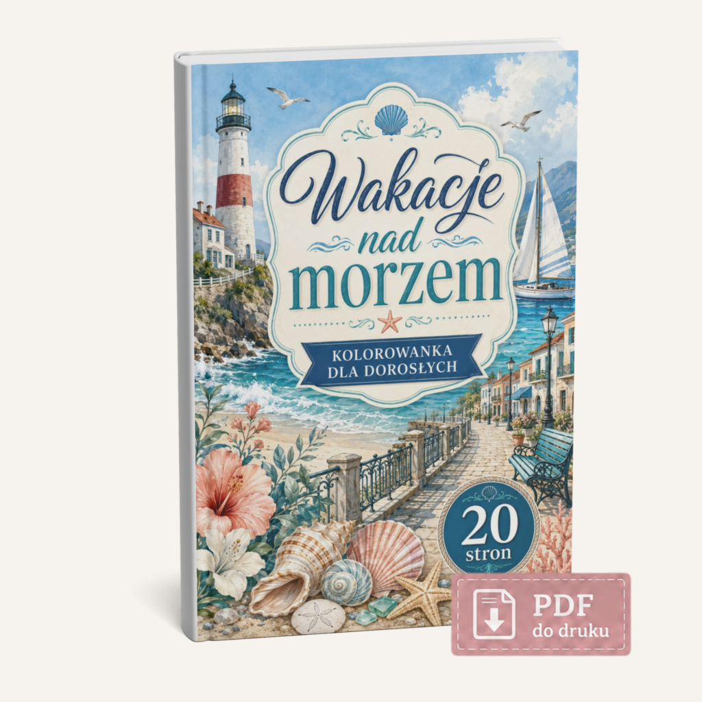 kolorowanka do druku wakacje nad morzem dla dorosłych