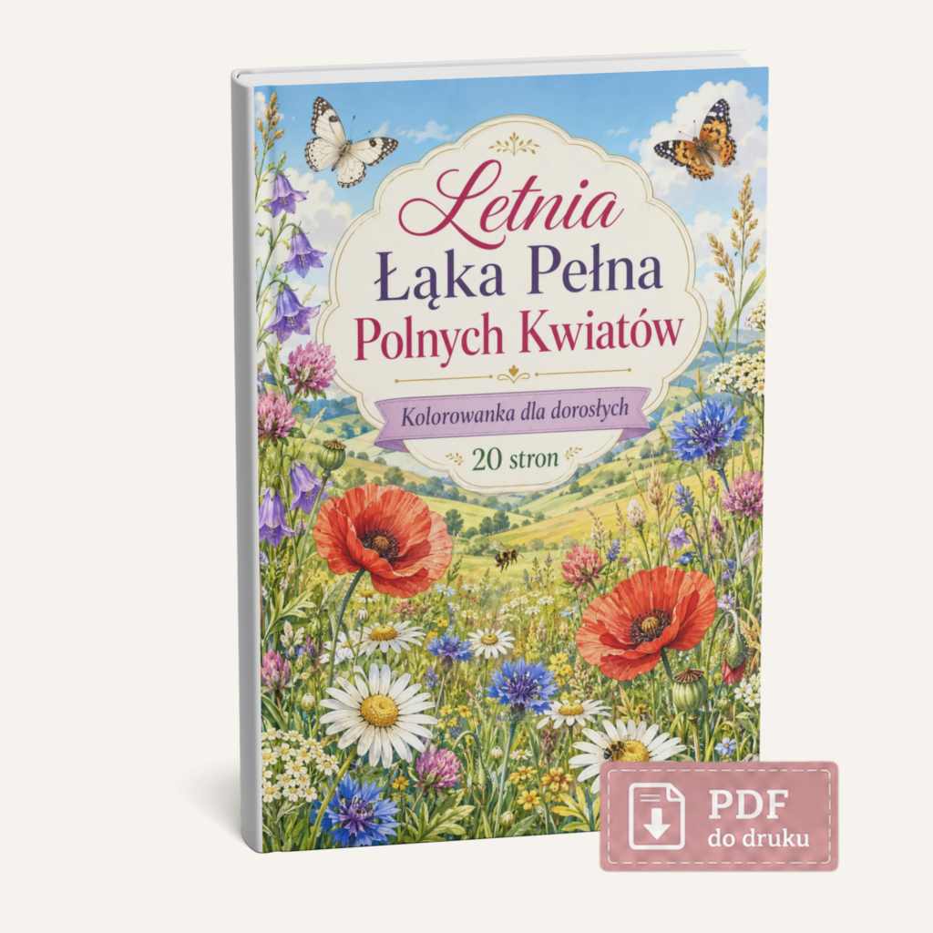 kolorowanka do druku dla dorosłych letnia łąka