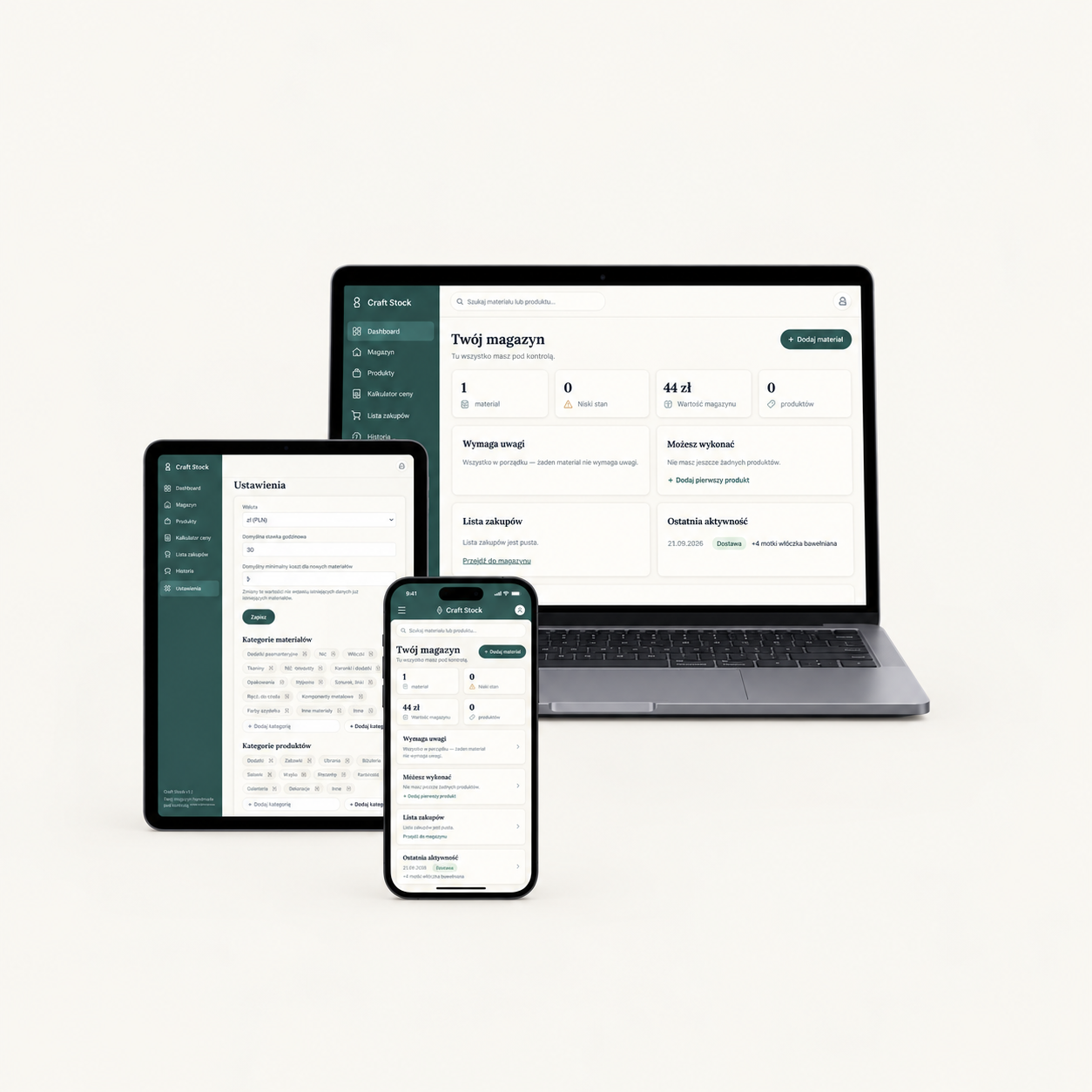 Craft Stock – aplikacja do organizacji pracowni twórczej na laptopie, tablecie i telefonie